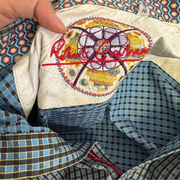 Robert Graham Button-Down Shirt Silk Trim Gingham Check Pattern Size S - Picture 8 of 15
